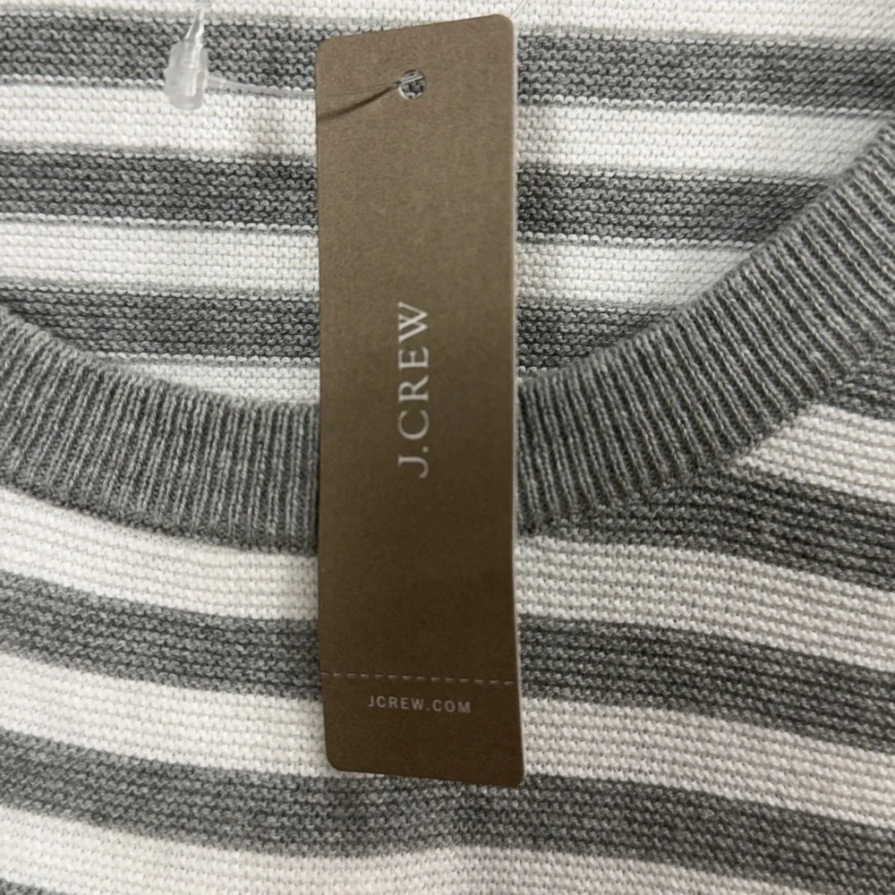 J.Crew Men’s Cotton Crewneck Sweater in striped garter stitch size XL. NWT.